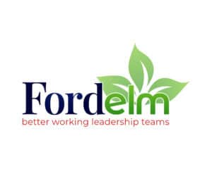 Logo design for Fordelm, featuring a clean serif and script combination with a green leaf accent—crafted by Inspiring Design Co. for a leadership consulting firm.
