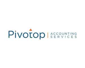 Pivotop Accounting Services logo design with clean, modern typography and an upward arrow—created by Inspiring Design Co. to reflect growth, stability, and financial expertise.