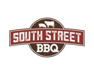 South Street BBQ logo design with a distressed vintage badge featuring farm animals—designed by Inspiring Design Co. to reflect traditional, high-quality barbecue cuisine.